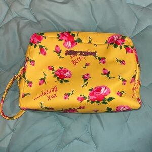 Betsey Johnson Pink‎ Floral Yellow Cosmetic Bag